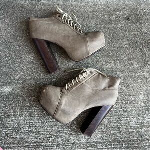 DELICACY Jordan-03 Taupe Booties Platforms Heels Shoes Womens Size 9